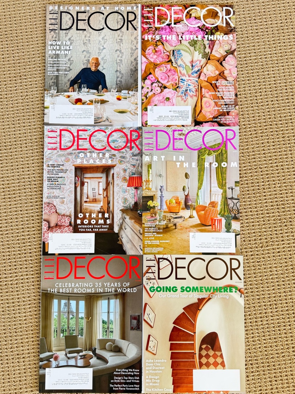 Elle Decor 6 Magazine Bundle 2024 -2025 Mar, Apr, May, Oct., Nov, Winter Armani